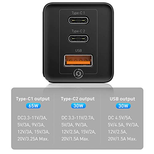 Baseus 65W GaN Fast Charger India with Quick Charge 4.0 3.0 AFC SCP PE+ QC4+ USB PD Charger for Apple iPhone 11 X XS Pro MacBook Pro Xiaomi Samsung Huawei