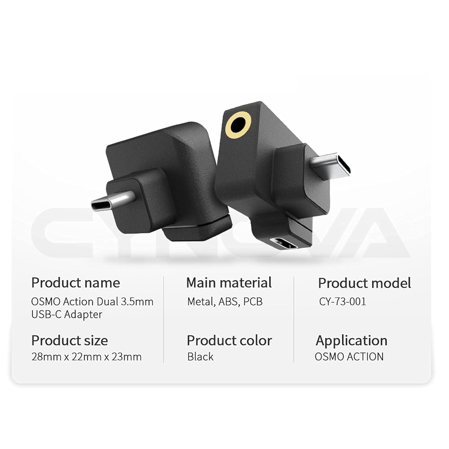 CYNOVA Osmo Action Dual 3.5mm/USB-C Mic Adapter- Made for DJI Osmo Action India