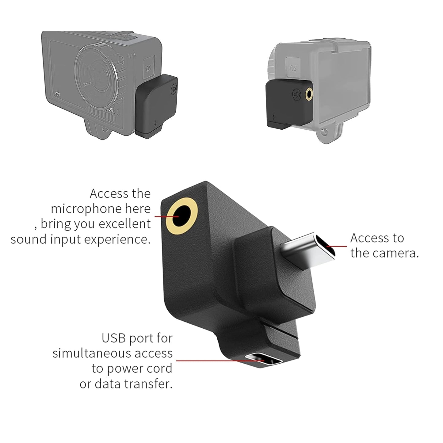 CYNOVA Osmo Action Dual 3.5mm/USB-C Mic Adapter- Made for DJI Osmo Action India
