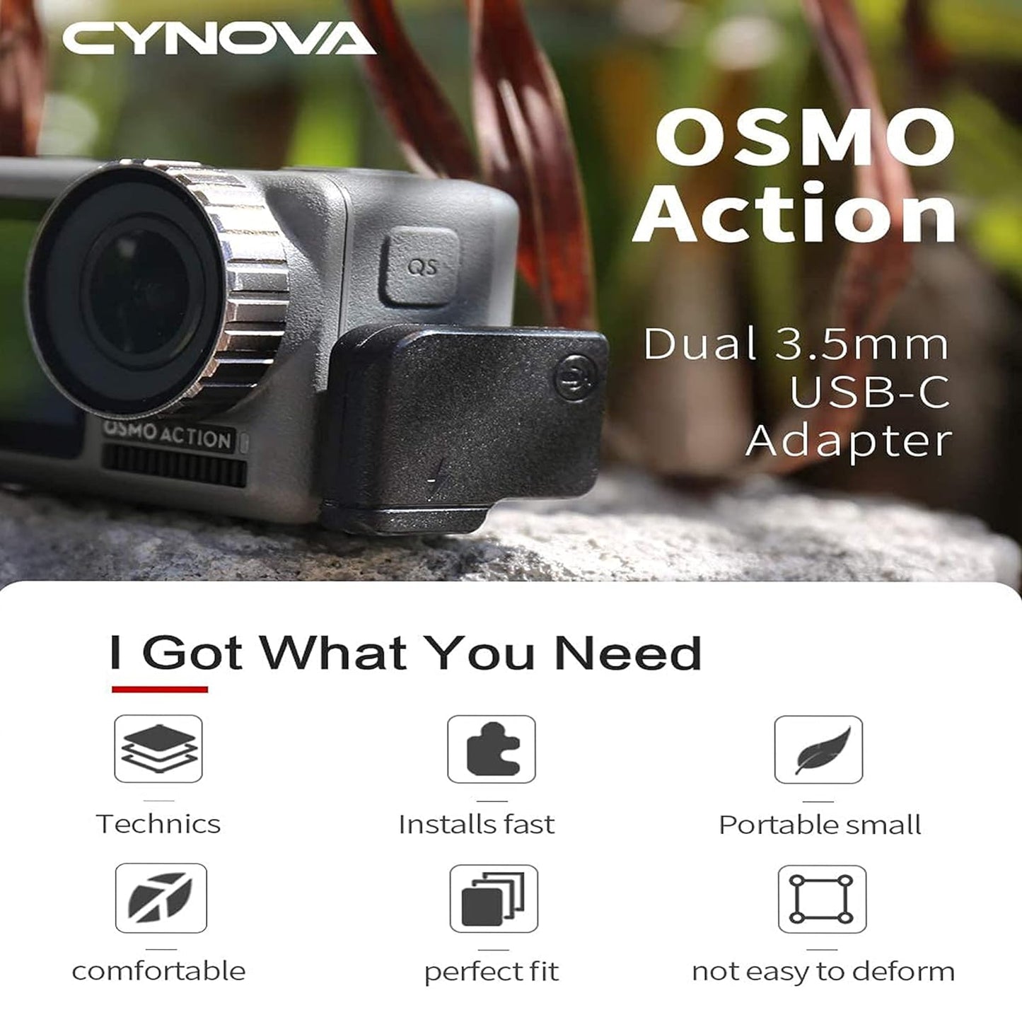 CYNOVA Osmo Action Dual 3.5mm/USB-C Mic Adapter- Made for DJI Osmo Action India