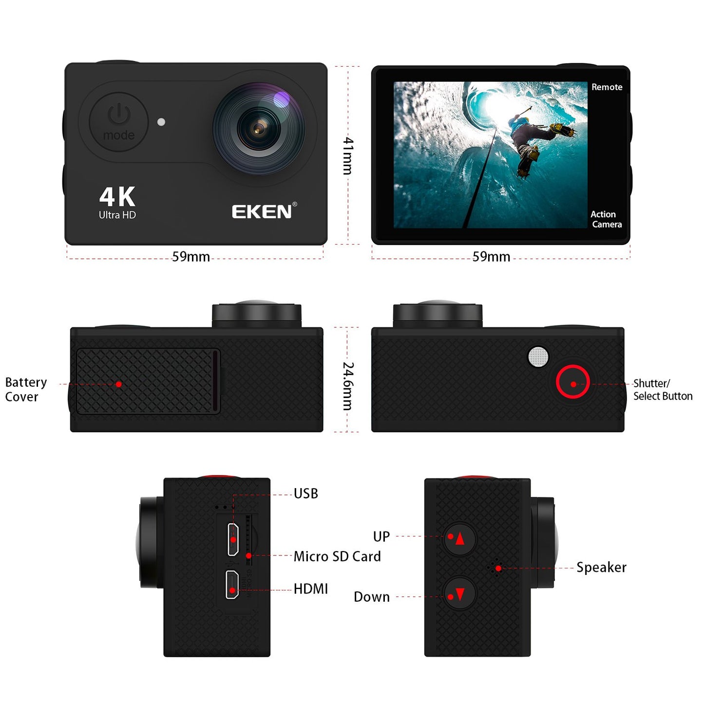 EKEN H9R India Waterproof Sports Action Camera 4K WiFi Ultra HD