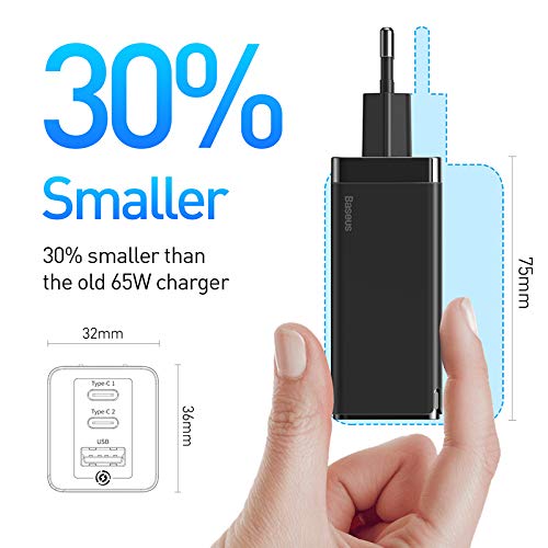 Baseus 65W GaN Fast Charger India with Quick Charge 4.0 3.0 AFC SCP PE+ QC4+ USB PD Charger for Apple iPhone 11 X XS Pro MacBook Pro Xiaomi Samsung Huawei