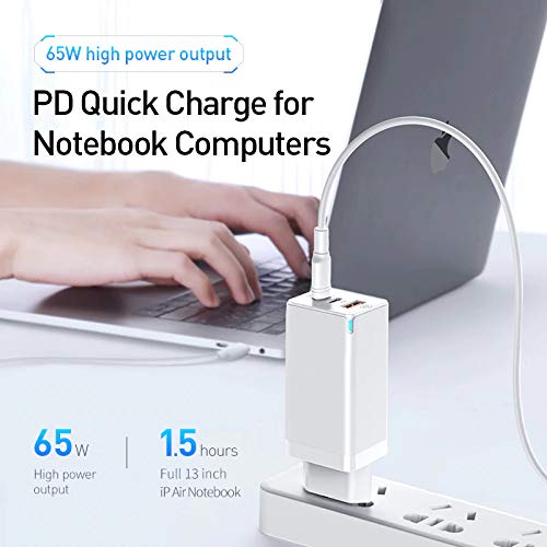 Baseus 65W GaN Fast Charger India with Quick Charge 4.0 3.0 AFC SCP PE+ QC4+ USB PD Charger for Apple iPhone 11 X XS Pro MacBook Pro Xiaomi Samsung Huawei