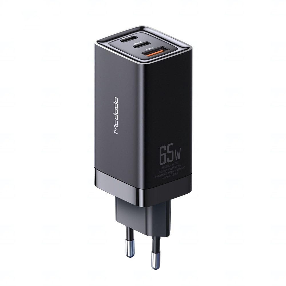 MCDODO GaN Charger India Dual USB-C + A Charger [ 65W PD 3.0 GaN Tech ] Type C Power Delivery Adapter Compatible with 60W 45W 30W MacBook Pro Air 15 13 iPad Pro XPS Avita Liber iPhone 11 Pro XS Max XR S20 Note 20