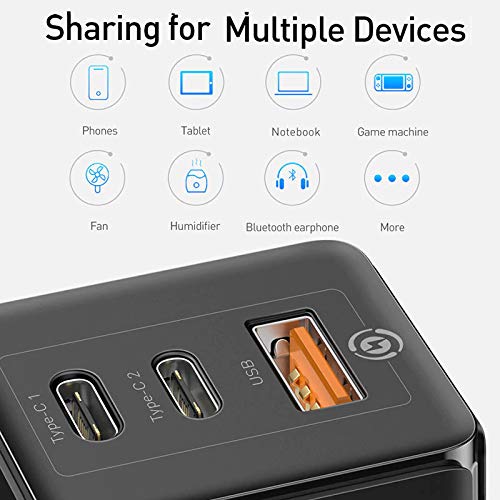 Baseus 65W GaN Fast Charger India with Quick Charge 4.0 3.0 AFC SCP PE+ QC4+ USB PD Charger for Apple iPhone 11 X XS Pro MacBook Pro Xiaomi Samsung Huawei