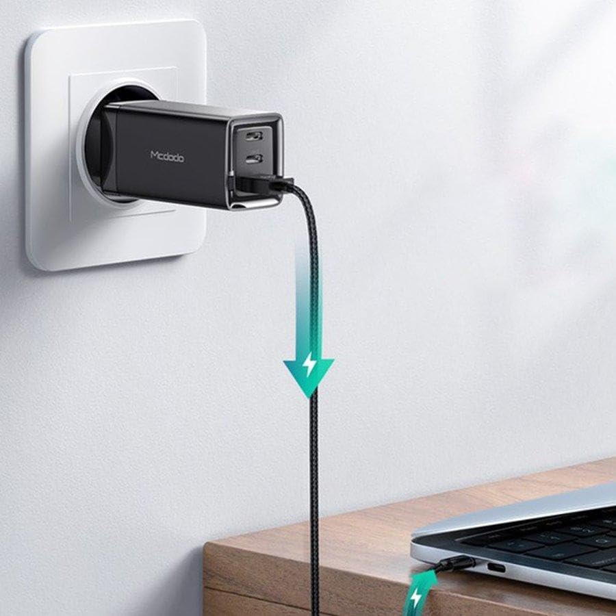 MCDODO GaN Charger India Dual USB-C + A Charger [ 65W PD 3.0 GaN Tech ] Type C Power Delivery Adapter Compatible with 60W 45W 30W MacBook Pro Air 15 13 iPad Pro XPS Avita Liber iPhone 11 Pro XS Max XR S20 Note 20