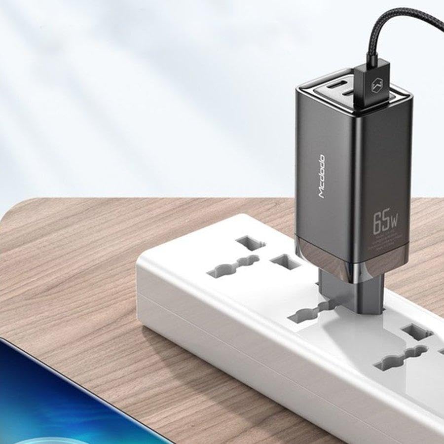 MCDODO GaN Charger India Dual USB-C + A Charger [ 65W PD 3.0 GaN Tech ] Type C Power Delivery Adapter Compatible with 60W 45W 30W MacBook Pro Air 15 13 iPad Pro XPS Avita Liber iPhone 11 Pro XS Max XR S20 Note 20