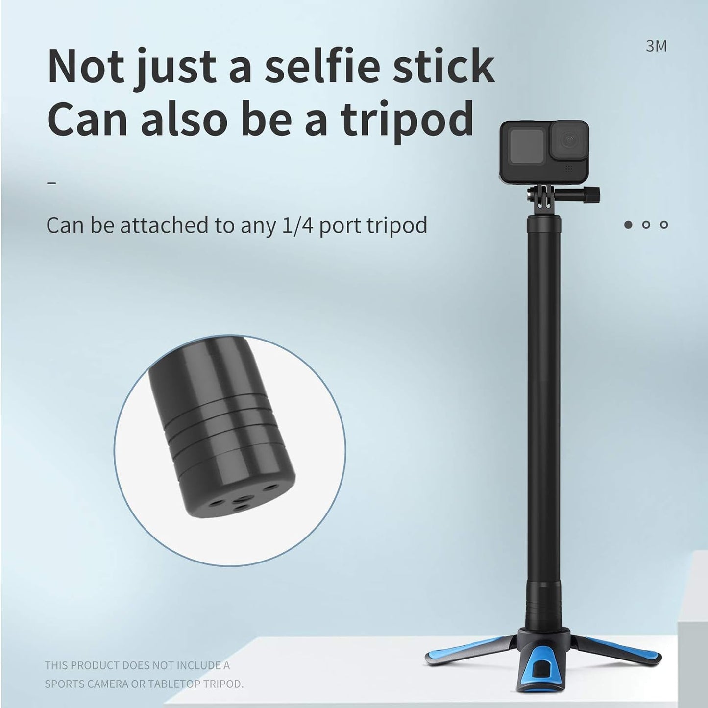 TELESIN 118/3 Meters Ultra Long Selfie Stick for GoPro Max Hero 9 8 7 6 5 4 3+, Insta 360 One R One X, DJI Osmo Action, Extendable at 6 Lengths Carbon Fiber Lightweight Pole Monopod