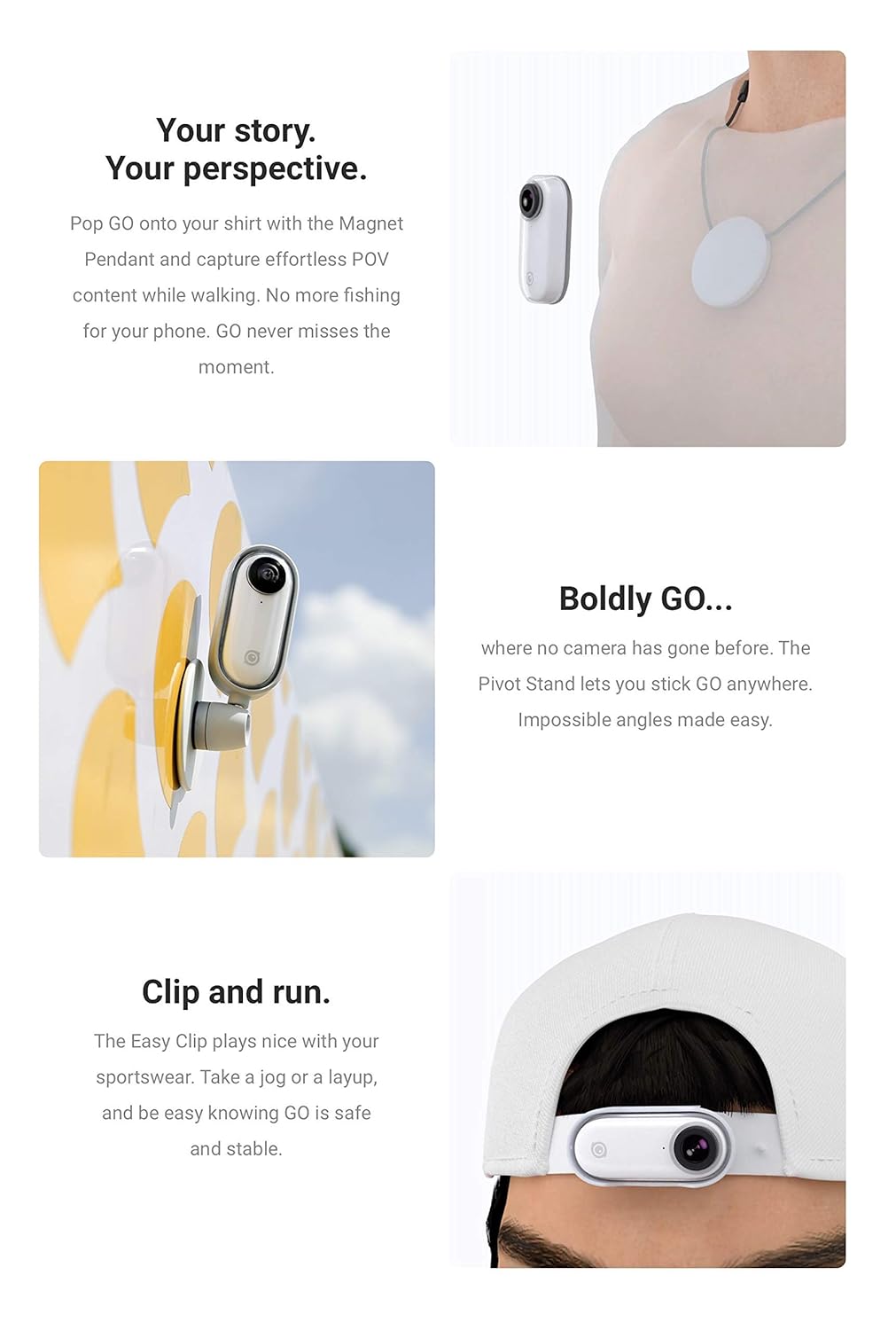 Insta360 GO India Tiny Stabilized 1080p 30 Miniature Action Camera, FlowState 6-Axis Gyro Stabilization, Hyperlapse, Auto Editing, Barrel Roll, IPX4 Water Resistance