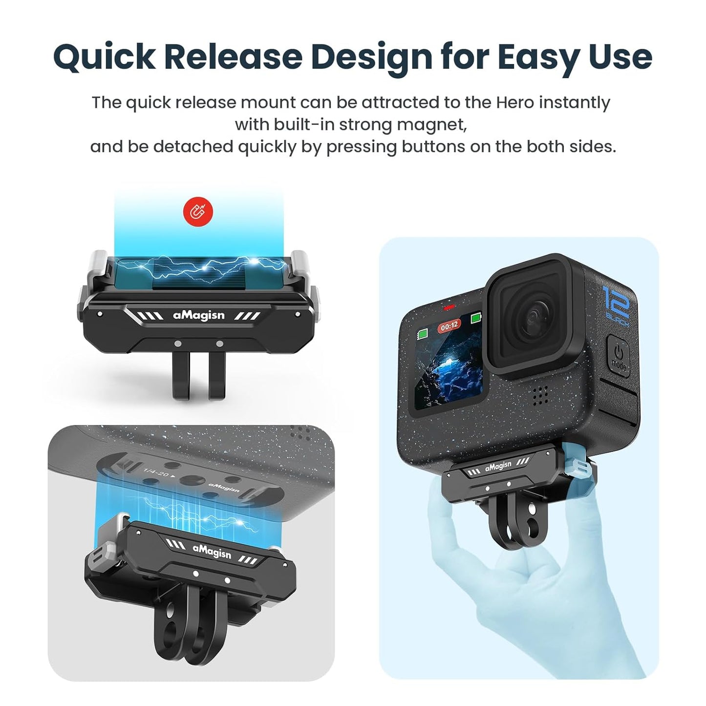 iEDS Magnetic Quick Release Mount for GoPro 8/9/10/11/12 Mini max Action Camera