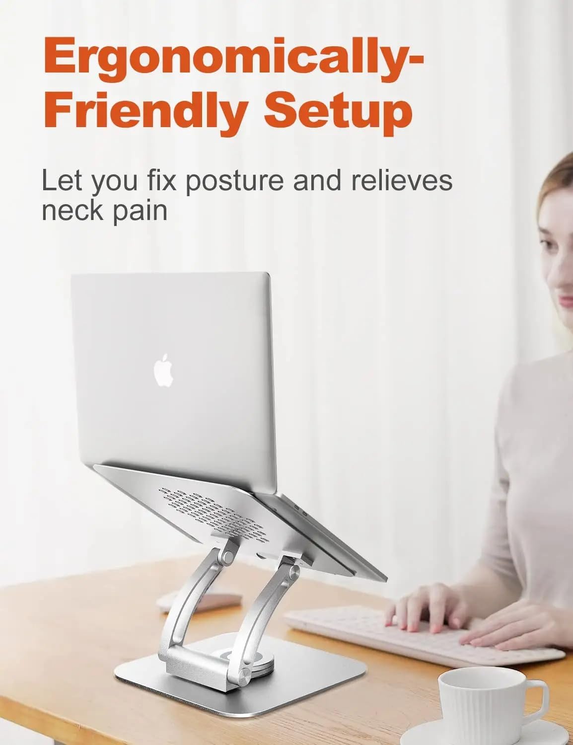 iEDS Laptop Stand Adjustable Ergonomic Aluminum Laptop Stands Compatible with HP,Tablets Xiaomi Dell MacBook HP Lenovo (360° Rotatable Base Grey - Bigger)