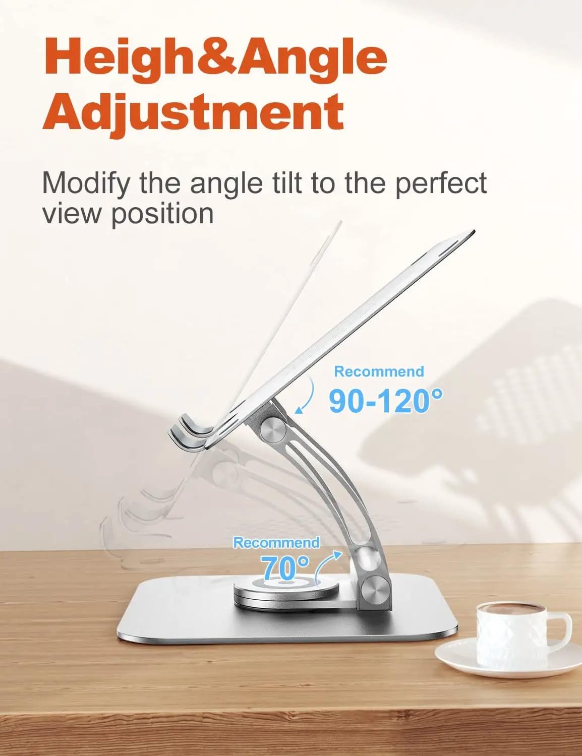 iEDS Laptop Stand Adjustable Ergonomic Aluminum Laptop Stands Compatible with HP,Tablets Xiaomi Dell MacBook HP Lenovo (360° Rotatable Base Grey - Bigger)